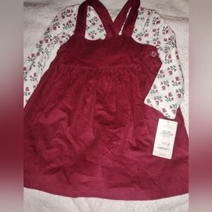Carter's Red Corduroy Dress with Floral Top